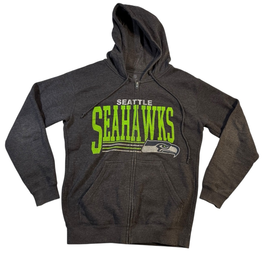 Seattle Seahawks NFL Team Apparel Adult Zip Hoodie - Dark Gray and Green Medium